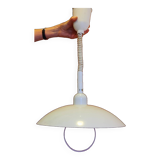 Vintage Delmas adjustable height white pendant light