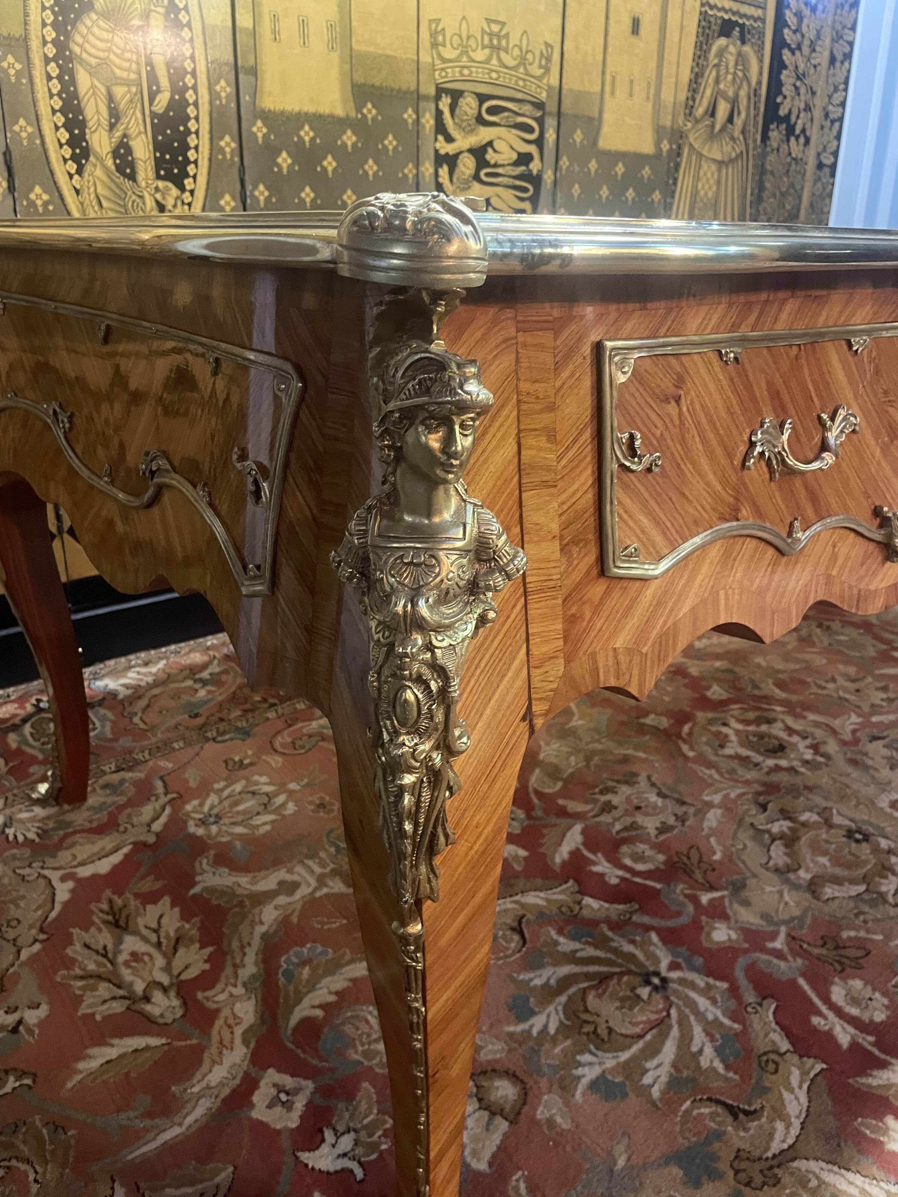 Louis XV style flat desk in marquetry