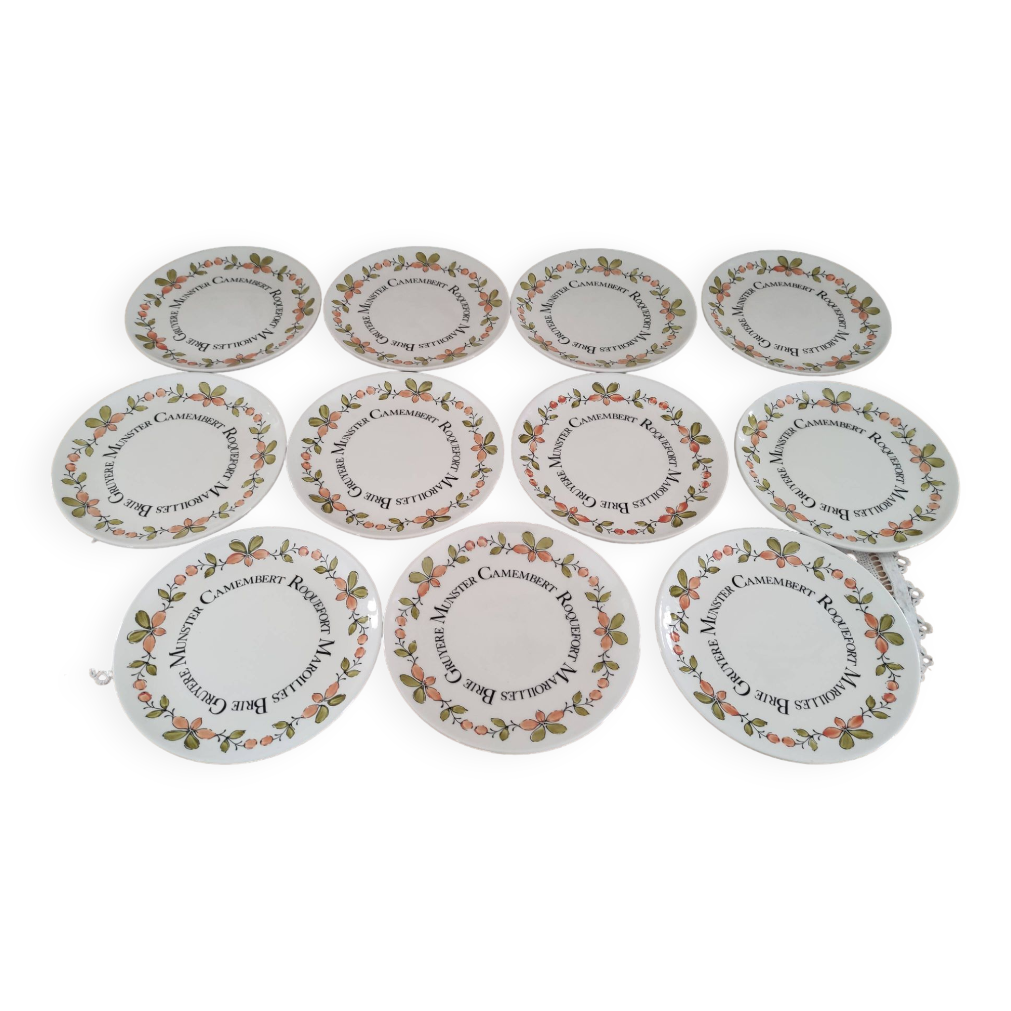 Set of 11 gien france cheese plates from the ma cuisine series