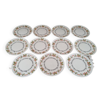Set of 11 gien france cheese plates from the ma cuisine series