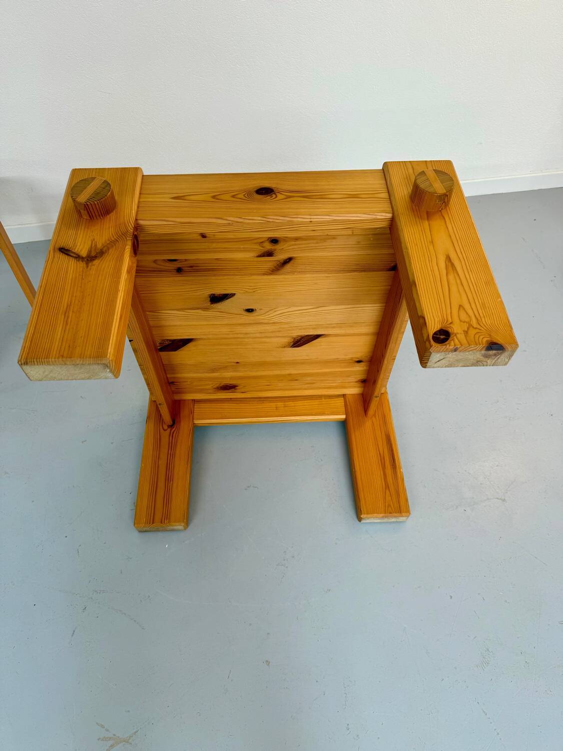 Vintage brutalist coffee table Swedish pine design Yngve Ekström Swedese