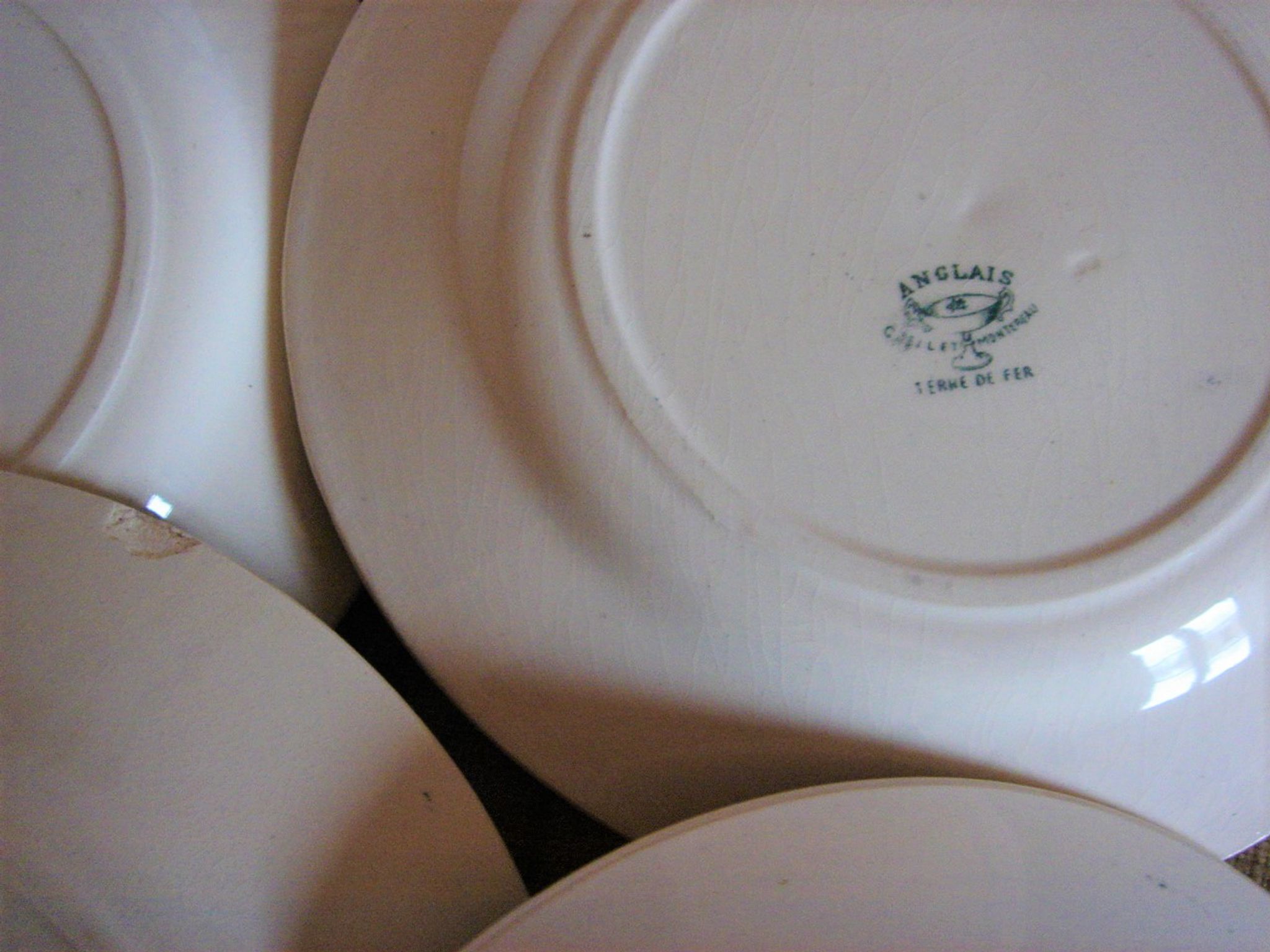 Set of 4 plates flat Creil and Montereau land of railway 1884-1920