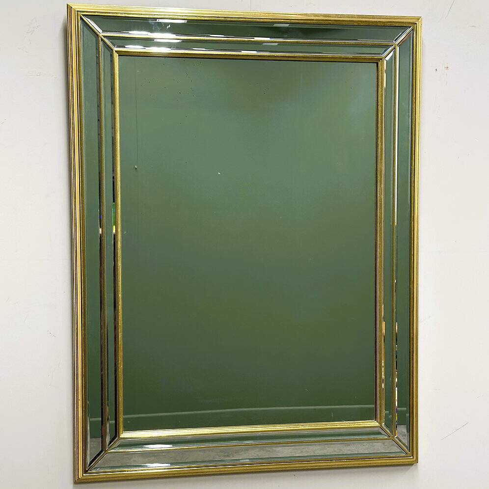Large Deknudt gilt and bevelled mirror, Belgium, 1980s