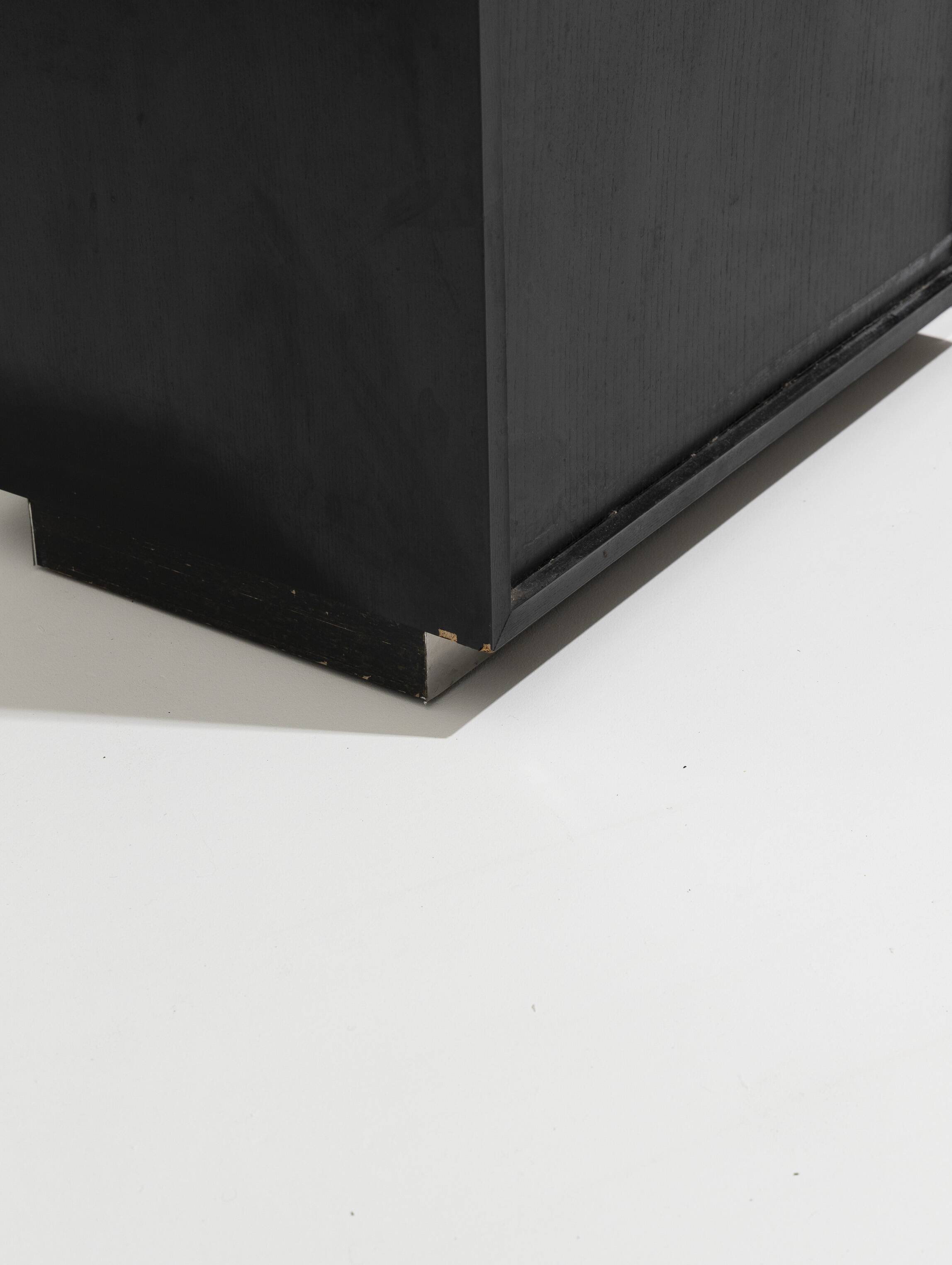 Brushed steel sideboard, lodovico acerbis, 1970s