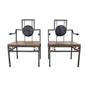 Paire de fauteuils brutalistes