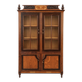 Antique carved wooden display cabinet with glass doors - Classic style - Ch