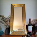 Miroir brutaliste en laiton par Jean Goardere, France, années 1970