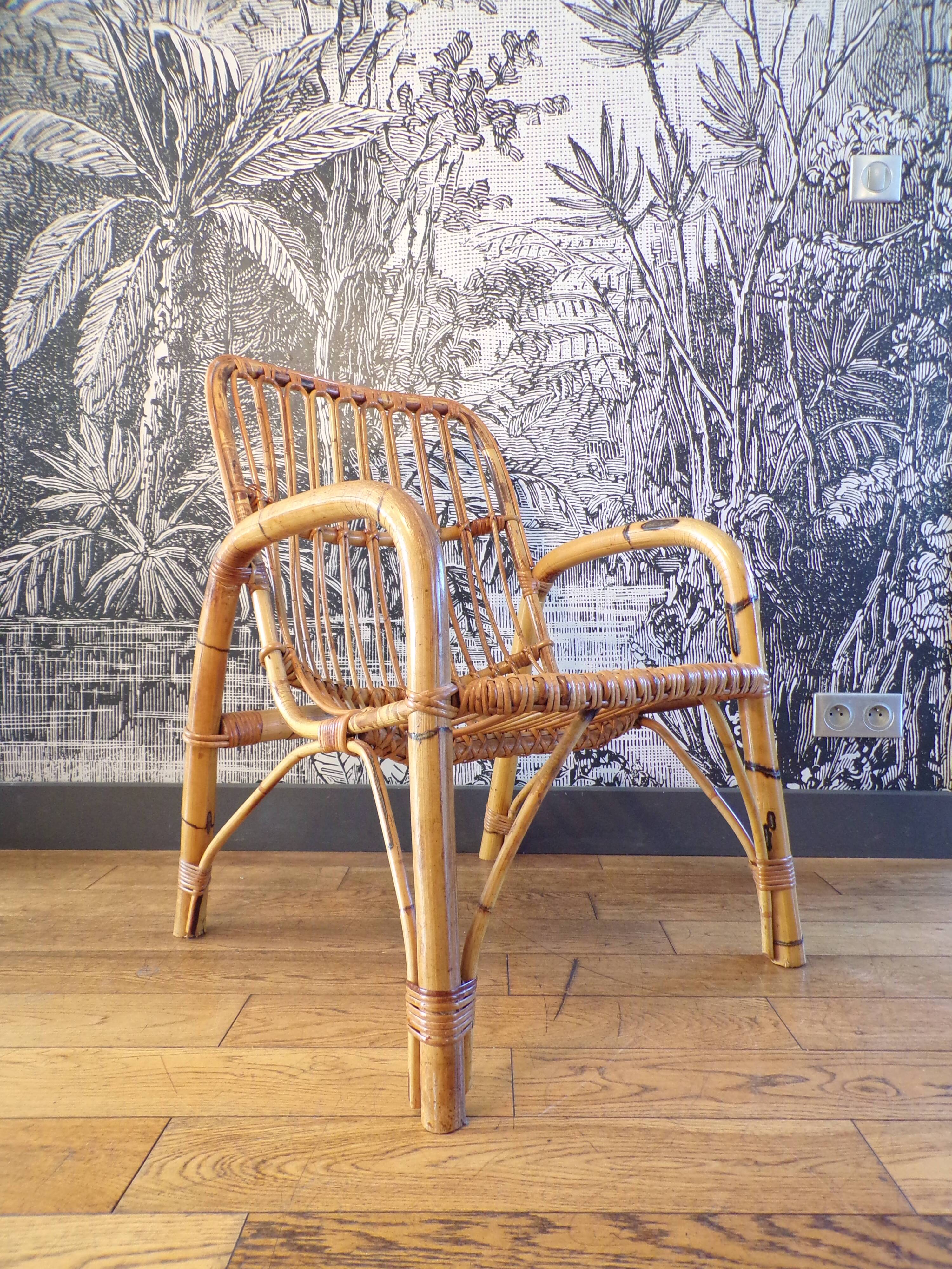 Fauteuil vintage en osier
