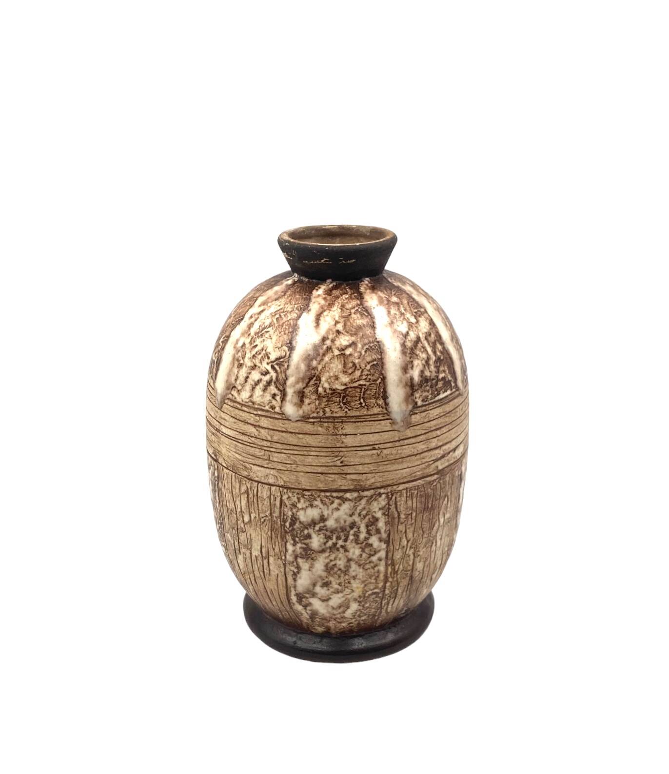 Louis Auguste Dage, vase unique en céramique Art Déco, France 1930