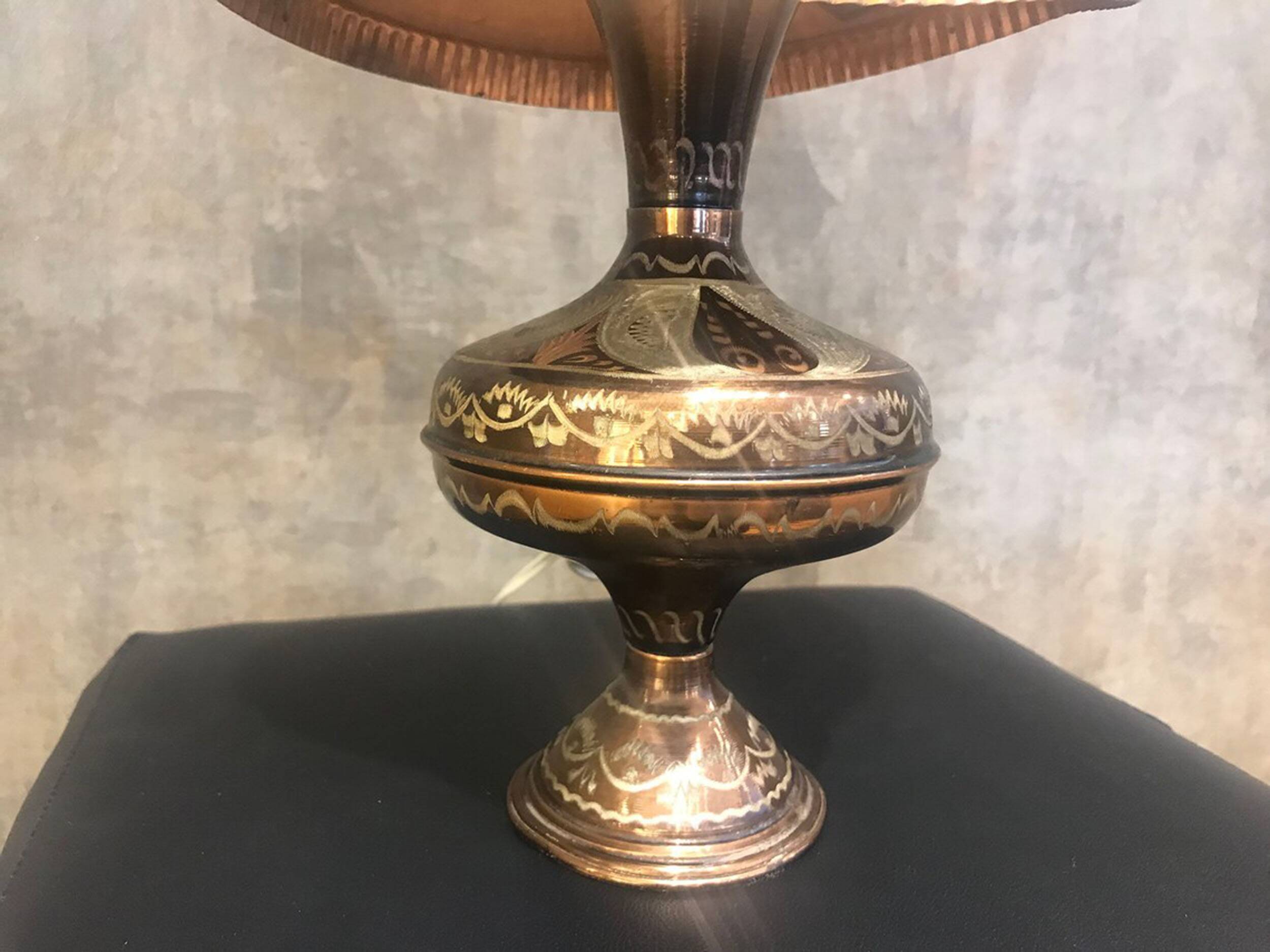 Hand Carved Antique Metal Lamp