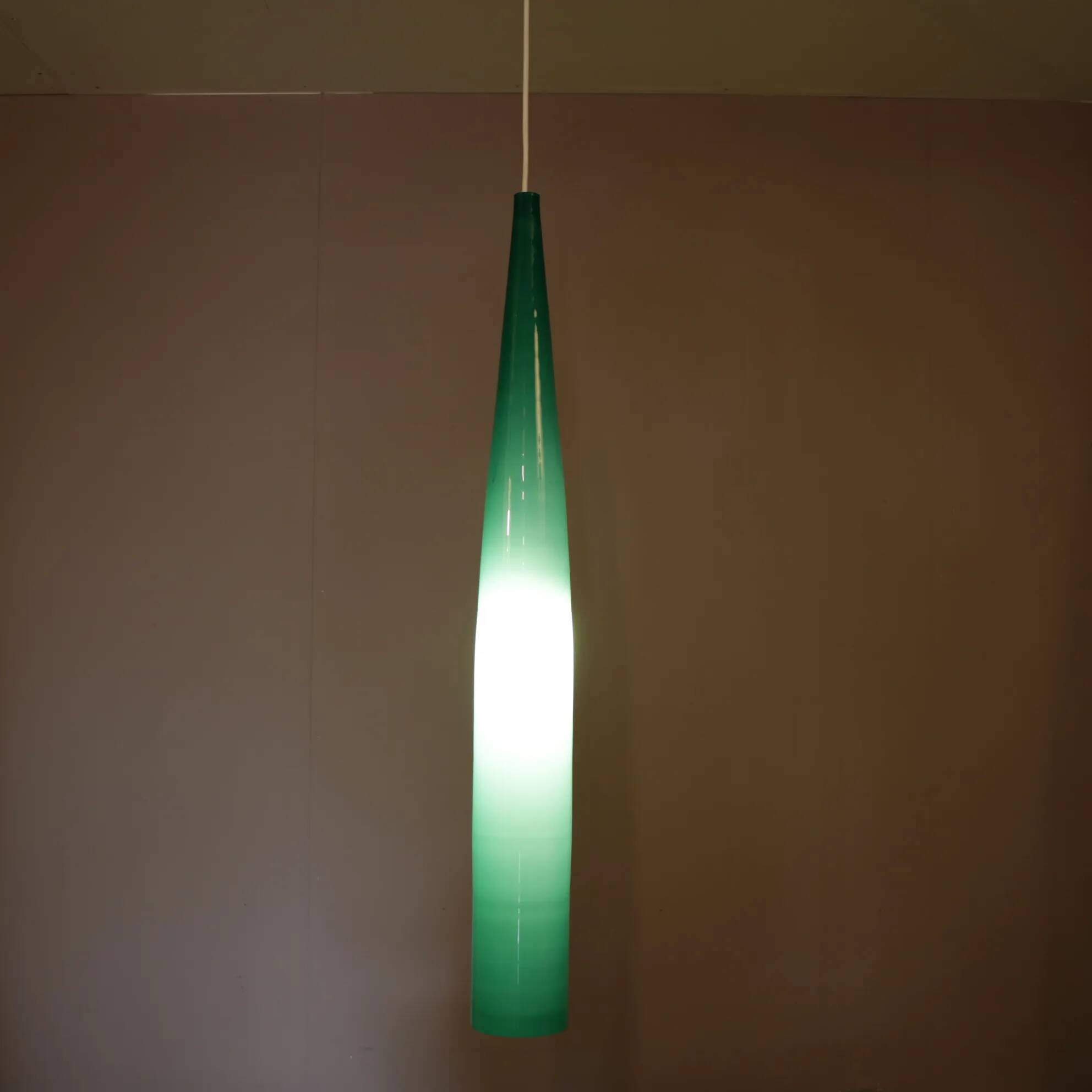 Suspension Alessandro Pianon en verre bleu sarcelle pour Vistosi, Italie 1960