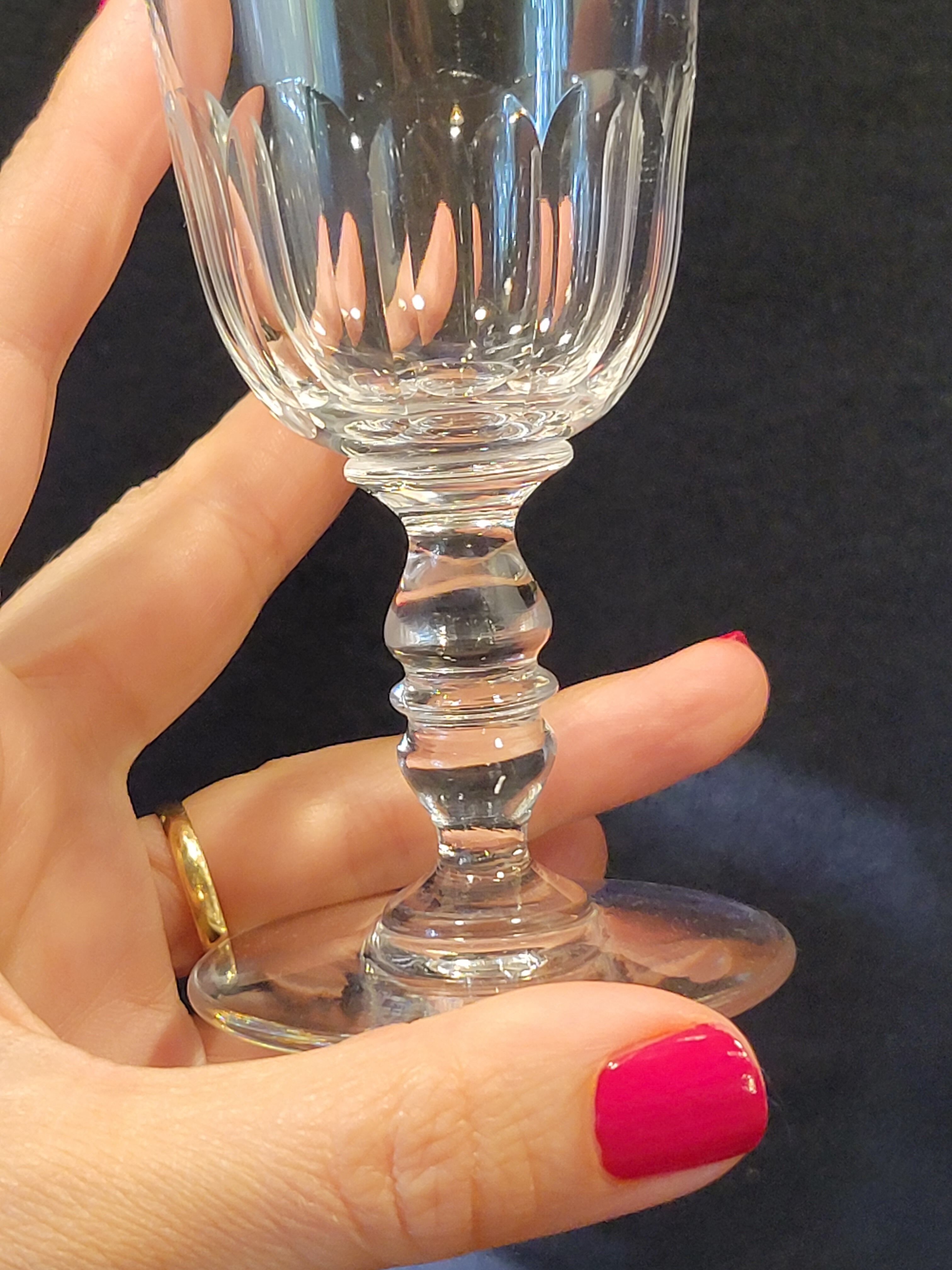 Baccarat model Clermont Côtes Plats Lot 6 Old Glasses A Vin Port Cristal