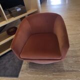 Fauteuil pivotant à 360º velours base acier inoxydable