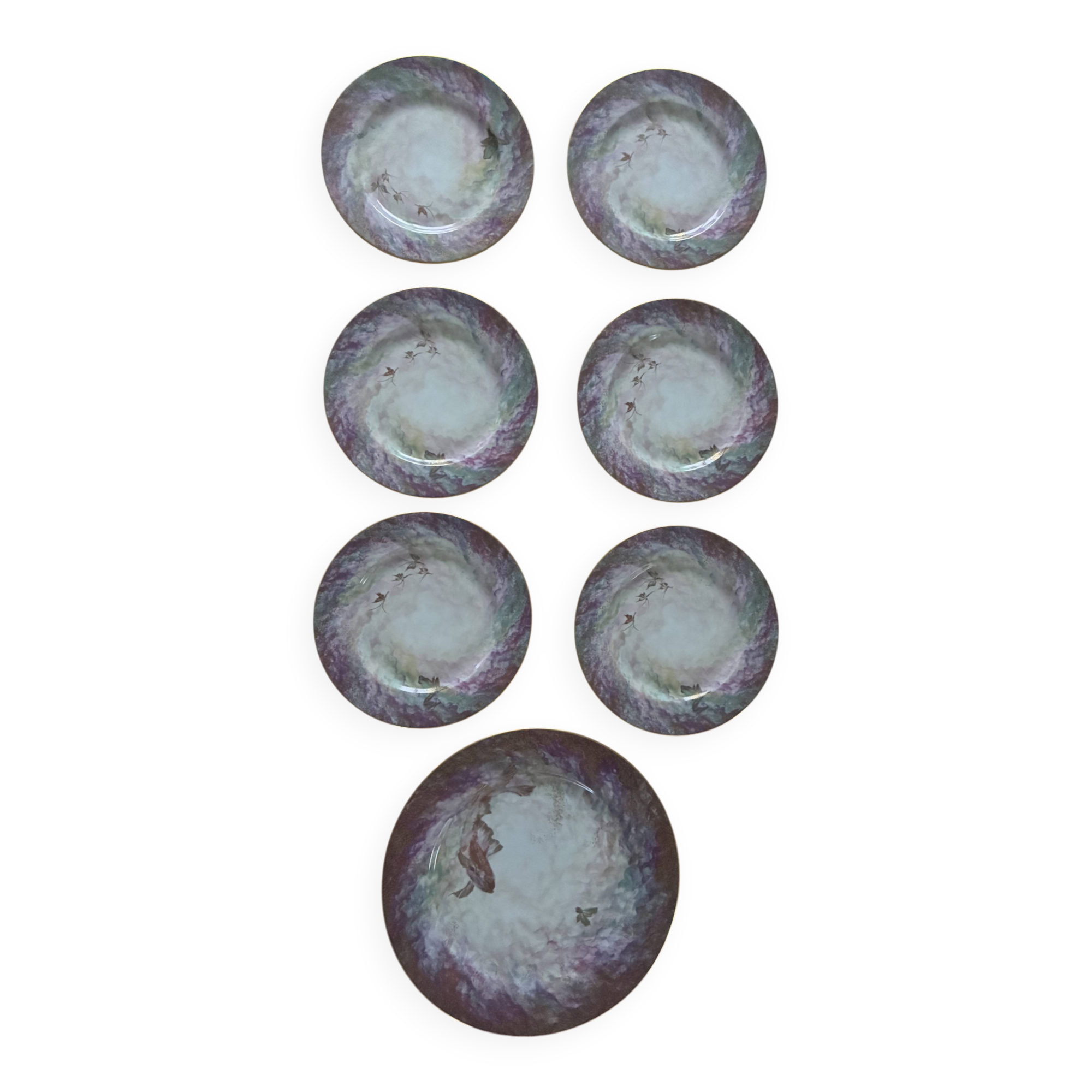 Daum porcelain dessert plates and matching dish