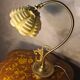 Bronze and brass lamp, opaline shade, 1950.