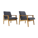 1960s Pair of Beech Armchairs, Czechoslovakia
