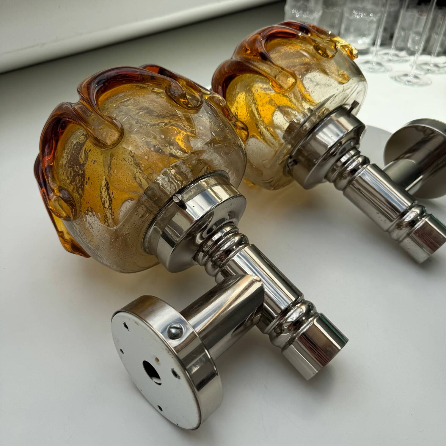 Pair of N Leuchten Wall Sconces Bubble Glass