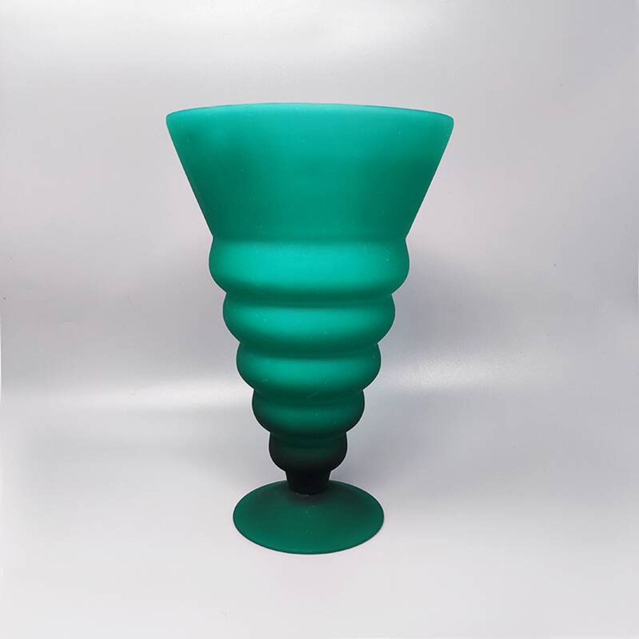1960s green vase in murano glass by michielotto