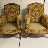 Paire de fauteuils bergère Louis XV