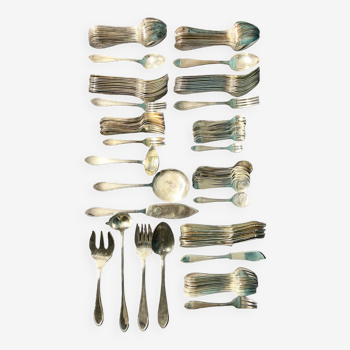 115-piece cutlery set in silver-plated metal with pearl frieze decoration