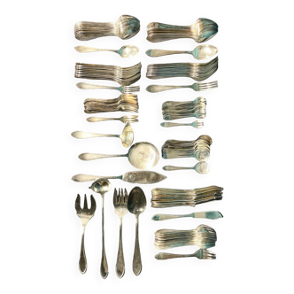 115-piece cutlery set in silver-plated metal with pearl frieze decoration