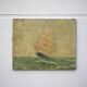 Signed marine painting, oil painting, ship at sea, wall decoration, 40's