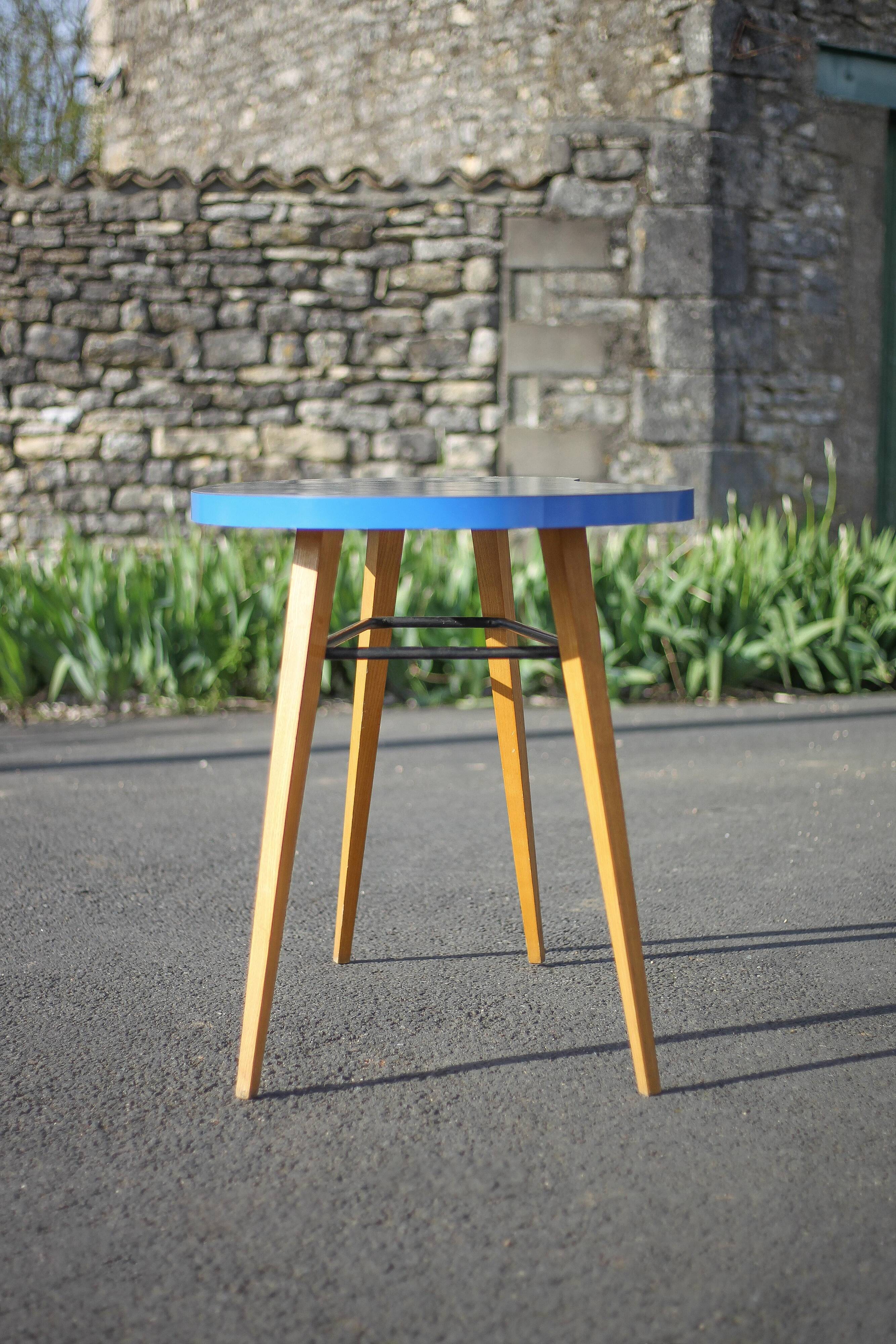 Formica bean table and compass feet, office table, side table, vintage table, 60's