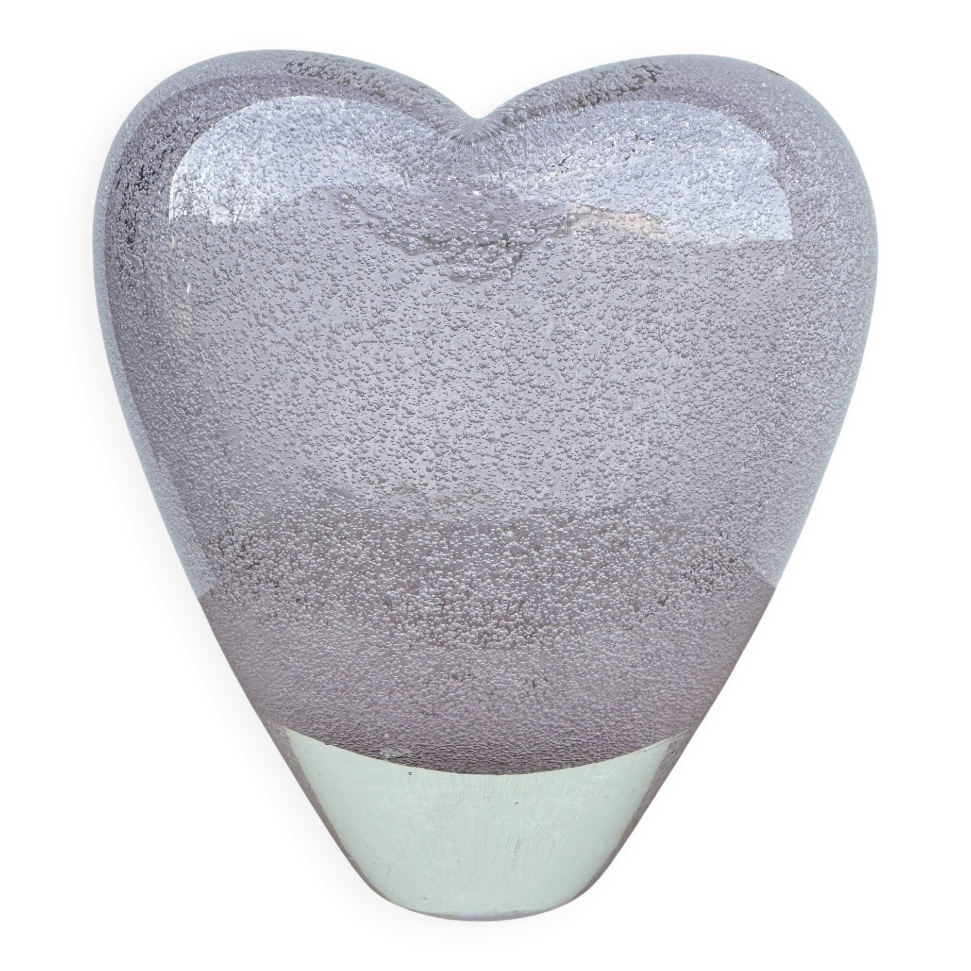Heart-shaped bubble glass vase from the 1960s.