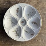 Set of 8 oyster plates or compartment plates, aquatic model Lourioux Fo.