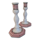 Pair of earthenware candlesticks Moustiers – Atelier Ségriès (hand-painted)