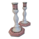 Pair of earthenware candlesticks Moustiers – Atelier Ségriès (hand-painted)