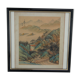 Ancient painting on fabric, asian landscape, with frame 40 x 39.5 cm