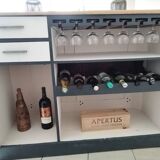 Renovated exotic wood bar with 2 chairs