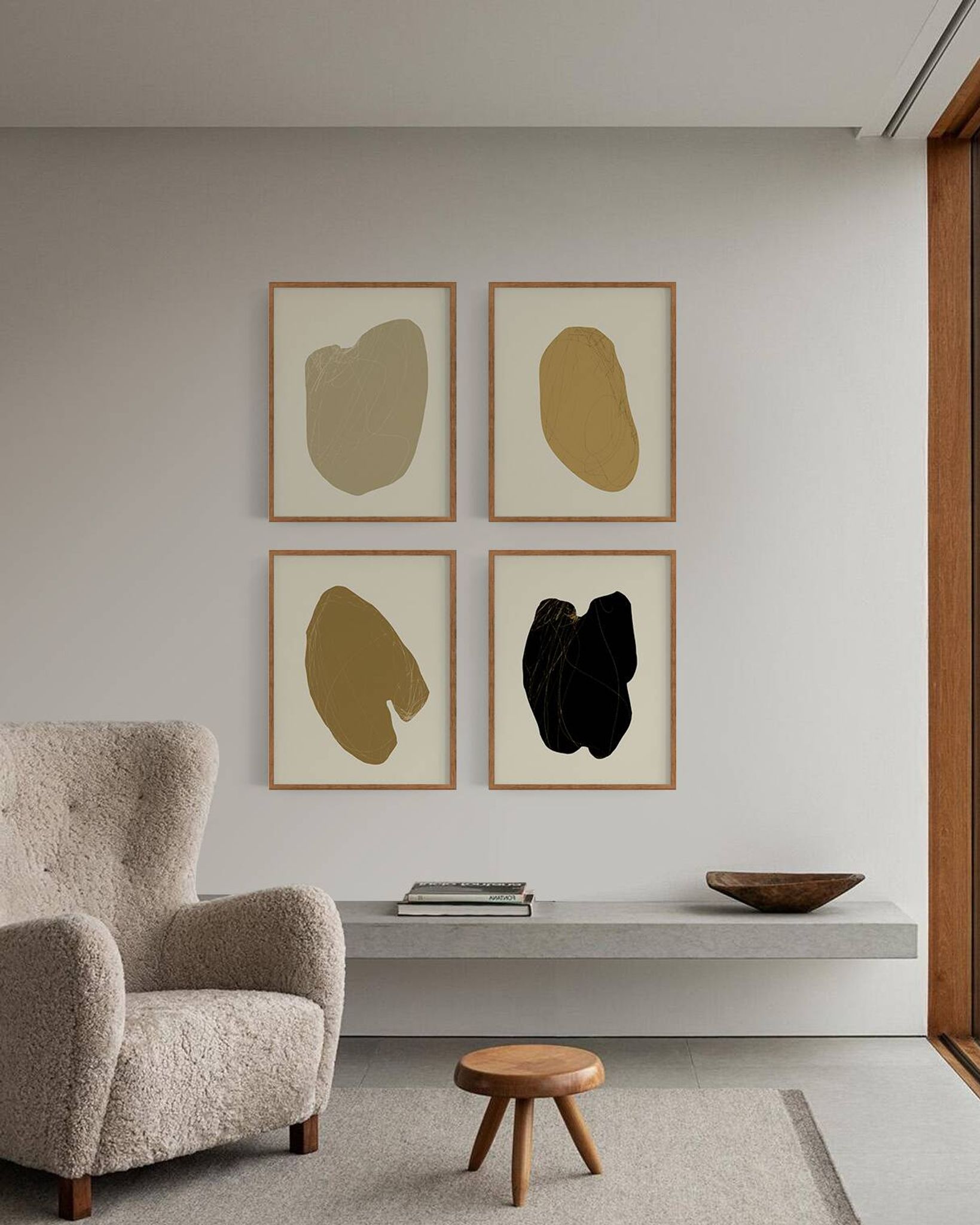 4 abstract giclee prints, set of four, A3