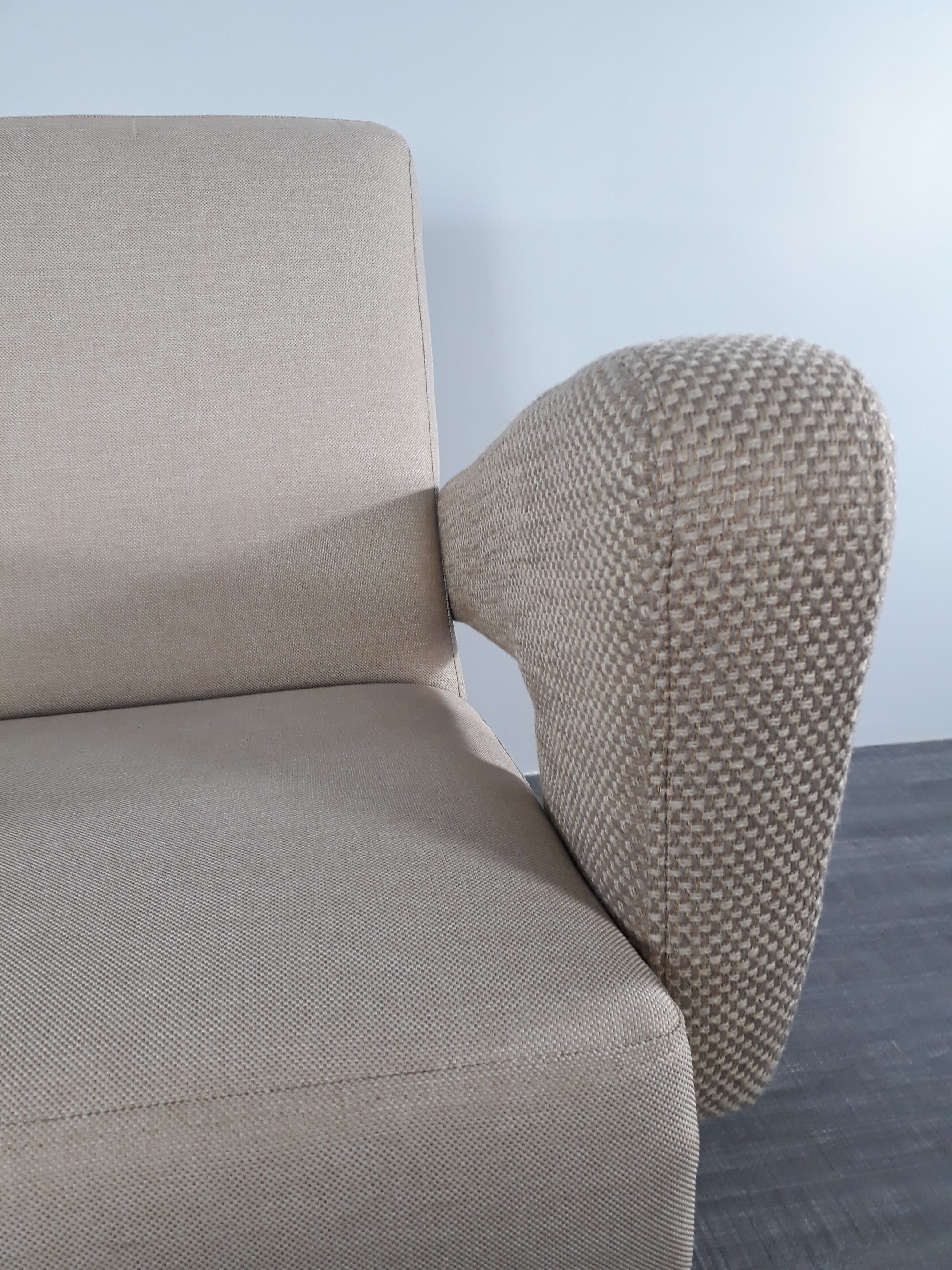 Pair of Jitona armchairs reupholstered Beige Fabric, Czech 1960s