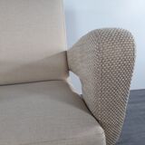 Pair of Jitona armchairs reupholstered Beige Fabric, Czech 1960s