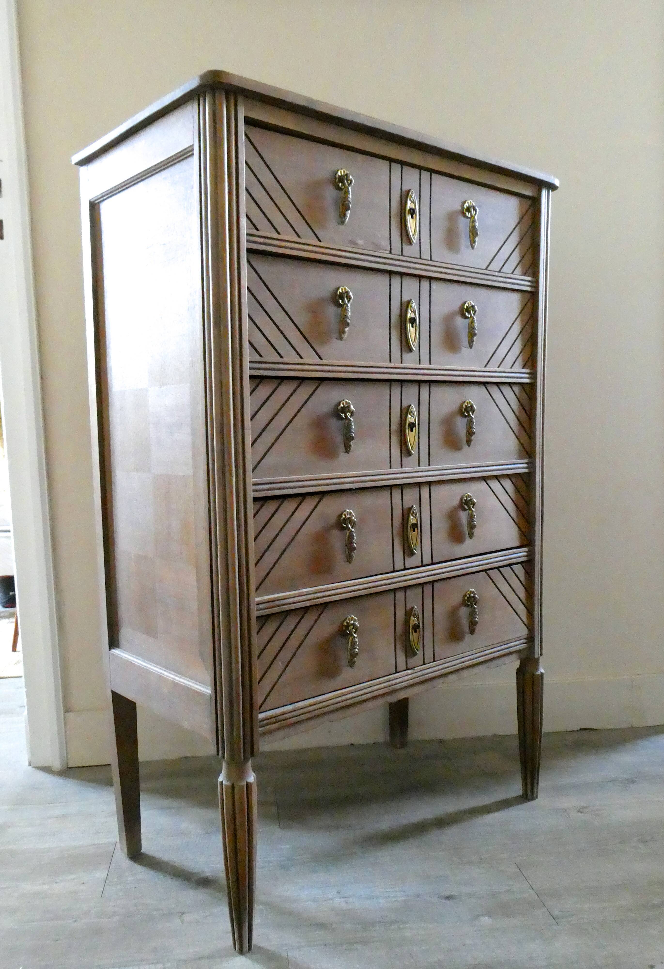 5-drawer art deco chiffonnier, from the 1930s