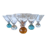 Set of 6 postmodern bubble glass cocktail glasses
