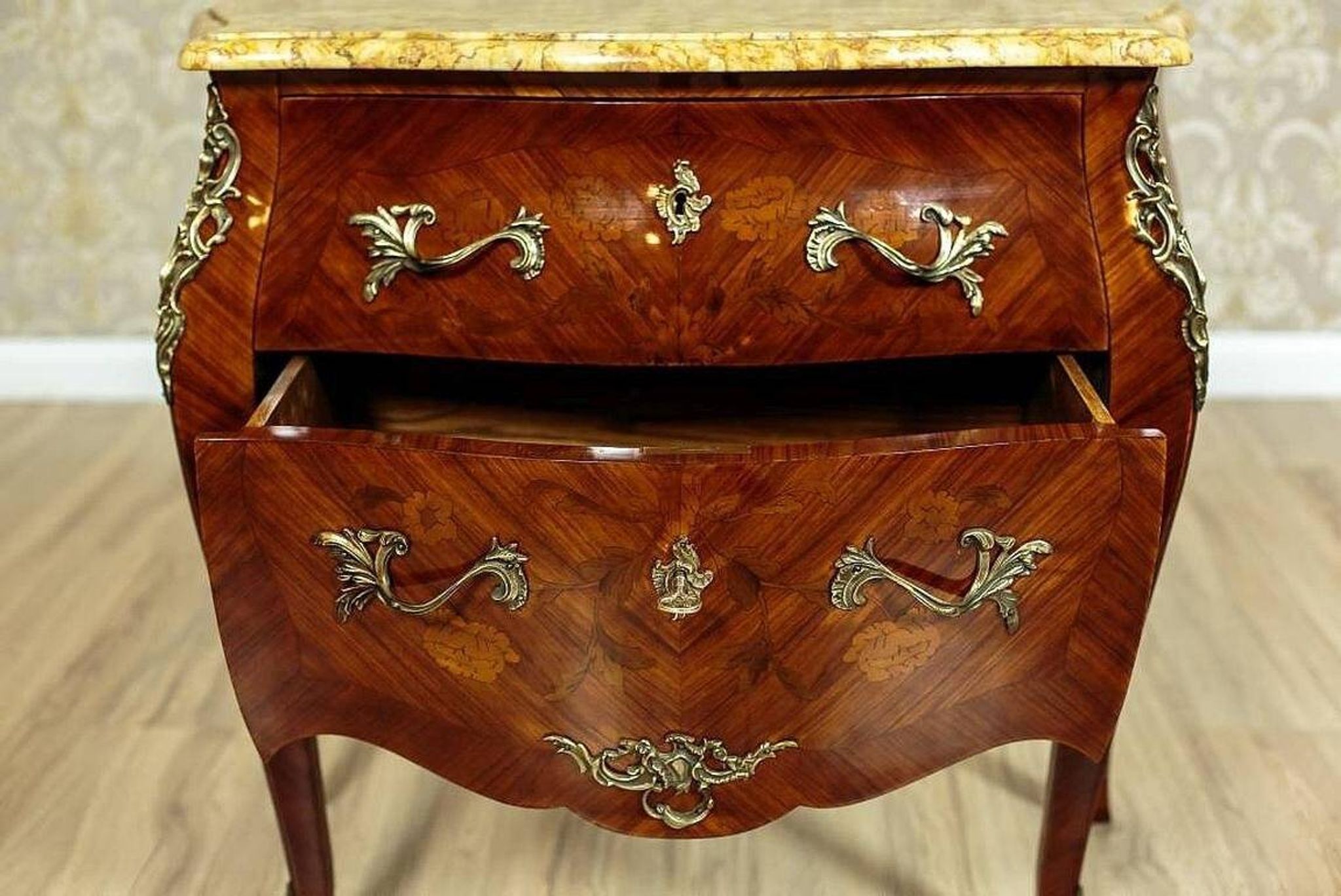 Neo-Rococco Inlaid Dresser Veneered with Mahogany, 1930