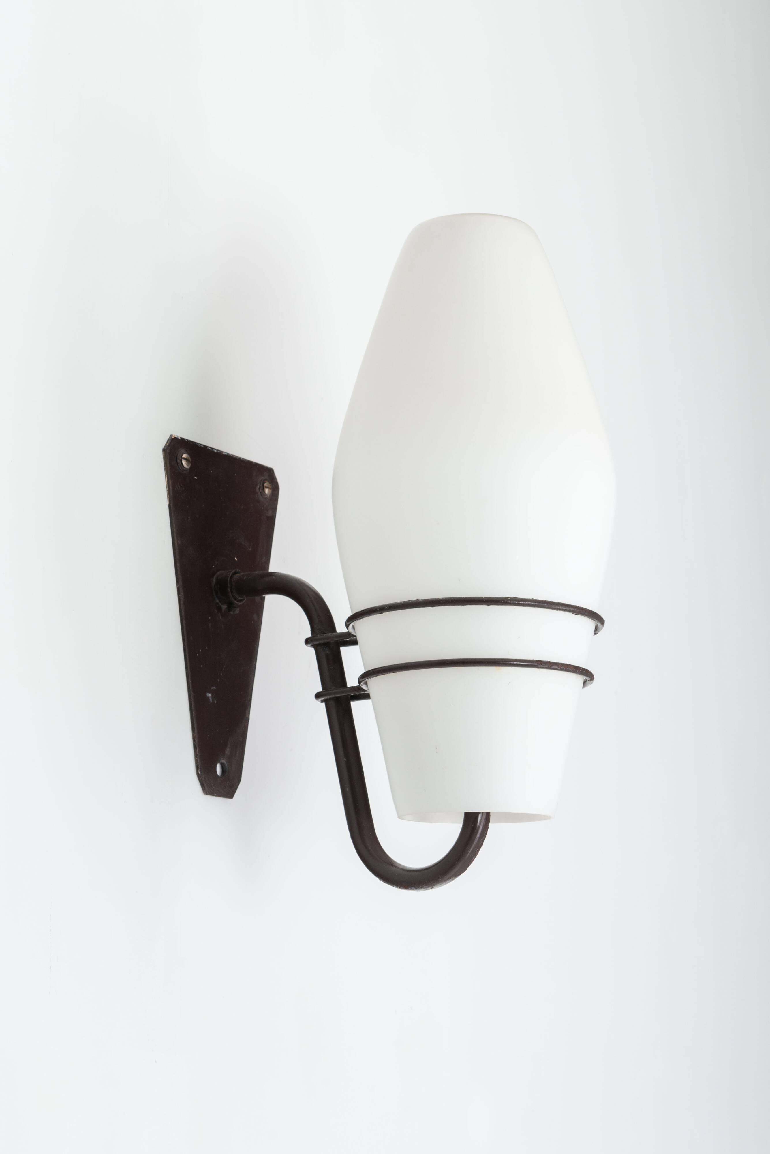 Large outdoor lamp made from metal and opal glass