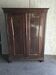 Antique double wardrobe in brown wood, 2 doors and 1 drawer, cornice & pilasters.