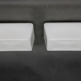 1970s Pair of Milky Glass Square Ceiling Lights, Czechoslovakia