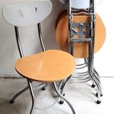 Series of 4 designer folding chairs from the 90s Attributed to Piu de Bonaldo