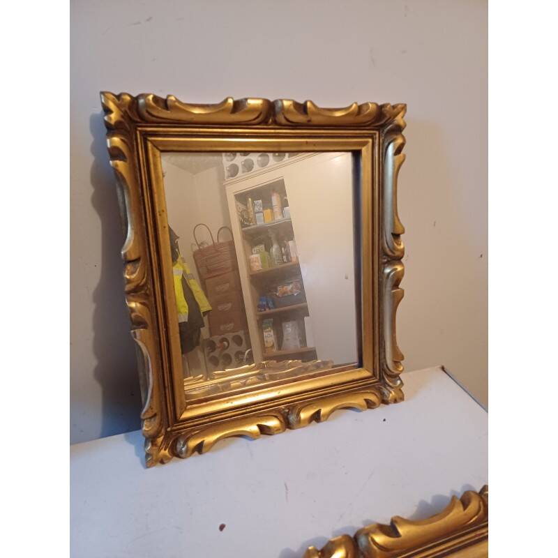 Set of 6 wooden and gilded stucco mirrors