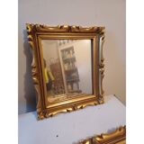 Set of 6 wooden and gilded stucco mirrors