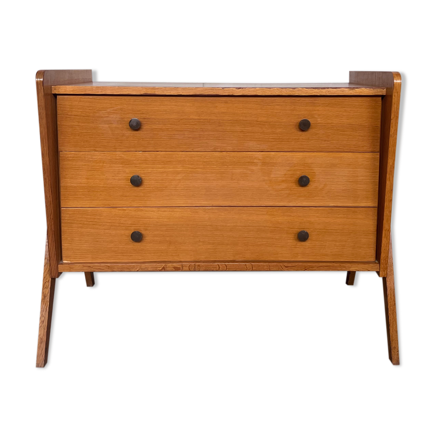 Beautiful vintage chest of drawers compass feet 1950 light oak