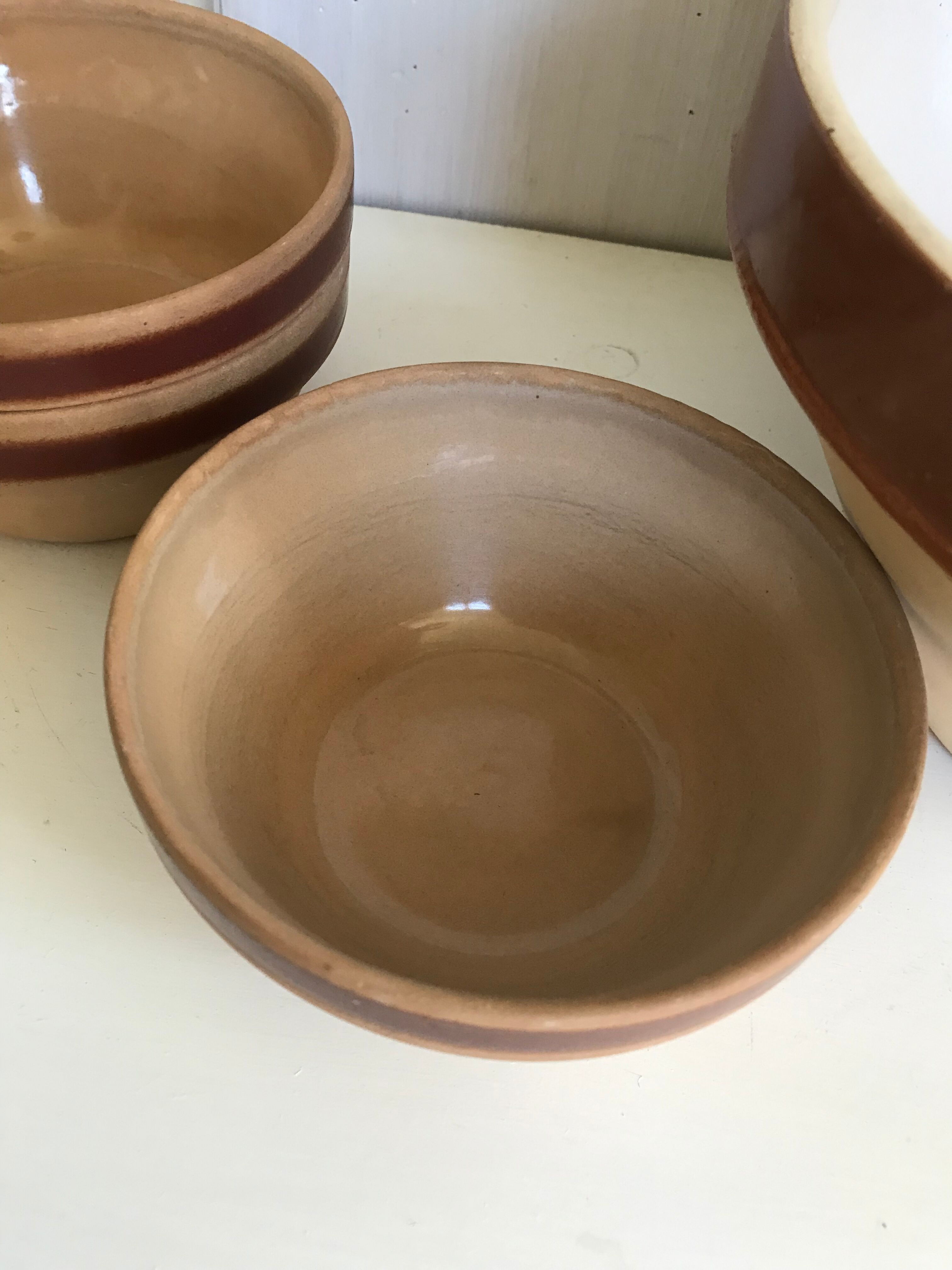 4l sandstone bowl and Gien bowls