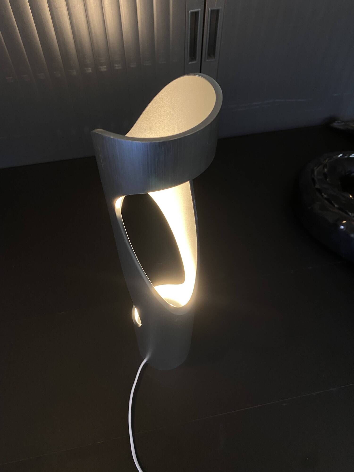 Sculptural flame lamp brushed aluminium Space Age Vintage 1970