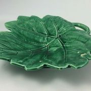 Part of service a fish Sarreguemines 22 pieces in faience green carp