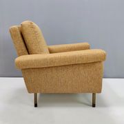 Pair of High-Quality Vintage Honey Yellow Fabric Armchairs, Italy